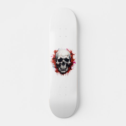 Wit Rood Skelet Koele Horror Schedel Skateboard (Voorkant)