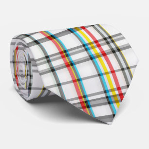 Wit Rood Zwart Blauw Tartan Stropdas