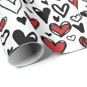 wit rood zwart cadeaupapier (Rol Hoek)