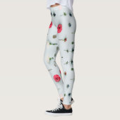 Wit & Roos 2x2 Bloemenpatroon Huwelijksreis stijl Leggings (Links)
