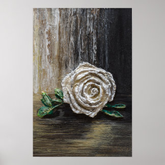 Wit Roos Acrylschildering Poster