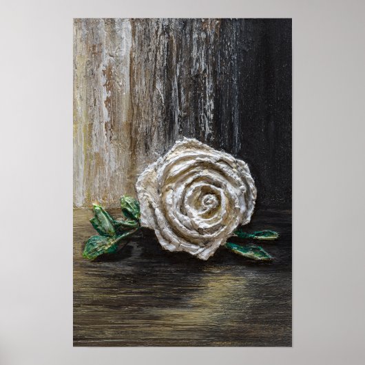 Wit Roos Acrylschildering Poster (Voorkant)