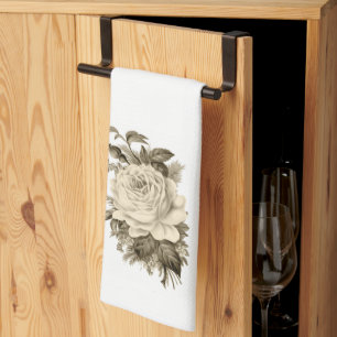 wit roos bloemenkeuken handdoek