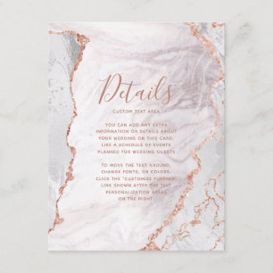 Wit & Roos Gold Agaat Marmer Bruiloft Details Informatiekaartje