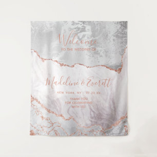 Wit & Roos Gold Agaat Marmer Bruiloft Welkom Wandkleed