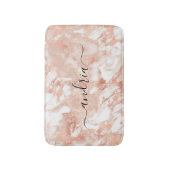 Wit & Roos Goud Marmer 6, Zwart Script Naam Badmat (Voorkant Verticaal)