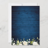 Wit Rose Blauw Hout Rustiek Verlovingsfeest Kaart (Achterkant)
