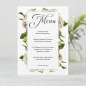 Wit Rose Boeket Bloemen Bruiloft Menu (Staand voorkant)
