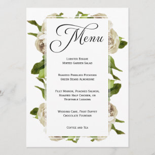 Wit Rose Boeket Bloemen Bruiloft Menu