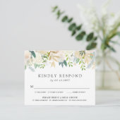 Wit Rose Boeket | Gestreepte RSVP Kaartje (Staand voorkant)