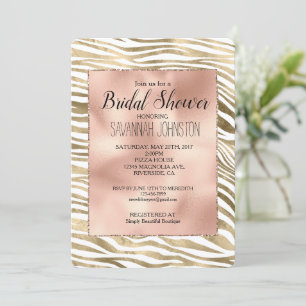 Wit Rose Gold Zebra Dierenprint Kaart