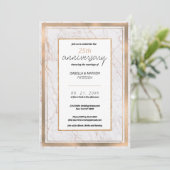 Wit rose gouden marmer 25e bruiloft Jubileum Kaart (Staand voorkant)