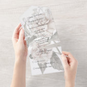 Wit Rose Silhouet All In One Uitnodiging (Afscheurbaar)