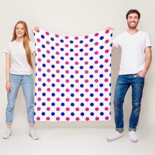 Wit Roze Blau Stippenpatroon Fleece Deken