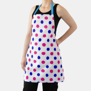 Wit Roze Blau Stippenpatroon Schort
