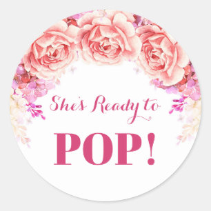 Wit Roze Bloem Klaar om te Poppen Favor Tag