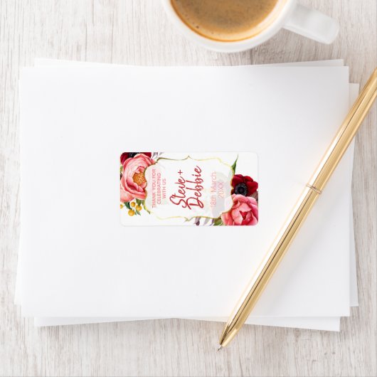 Wit Roze Bloemen Bruiloft Favor Lip Balm Label (Insitu)