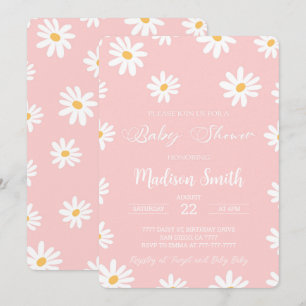 Wit & Roze Bloemen Daisy Baby shower Kaart