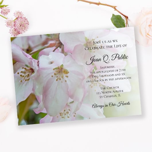 Wit Roze Bloemen Viering van het Leven Memorial Kaart