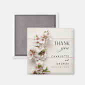 Wit roze bloemig | Bruiloft gunst magneet (Voorkant / Achterkant)