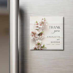 Wit roze bloemig   Bruiloft gunst magneet
