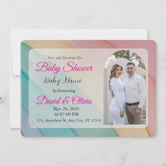 Wit & Roze Classic Kleurrijk Baby shower Kaart (Voorkant)