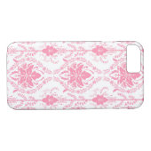 Wit roze damast patroon Case-Mate iPhone case (Achterkant (Horizontaal))
