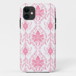 Wit roze damast patroon iPhone 11 hoesje