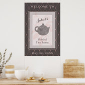 Wit-Roze en Diep-Taupe Bruids-Thee Welkomstbord Poster (Keuken)