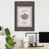 Wit-Roze en Diep Taupe Bruidstheetra Welkom Bord Poster (Thuiskantoor)