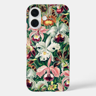 Wit Roze Geel Groen Orchidee Patroon iPhone 16 Hoesje
