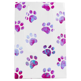 Wit roze gestructureerd poot print patroon medium cadeauzakje