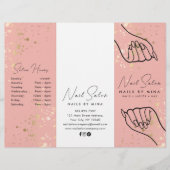 Wit & Roze Goud Specks Nail Salon Brochure (Voorkant)