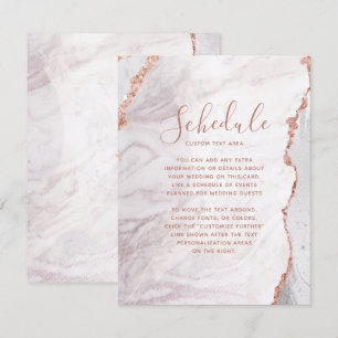 Wit & Roze Gouden Agaat Huwelijksprogramma Kaart
