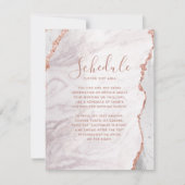 Wit & Roze Gouden Agate Huwelijksprogramma kaart (Voorkant)