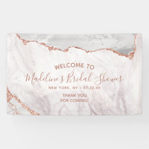 Wit & Roze Gouden Agate Verguld Bruiloft Feest Wel Spandoek