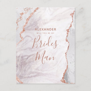 Wit & Roze Gouden Agate Zal Jij Mijn Bridesman Zij Kaart