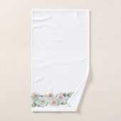 Wit roze groen delicate waterverf rozen bladeren bad handdoek (Handdoek)