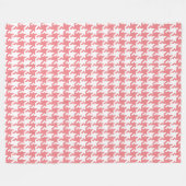 Wit & Roze Pied De Poule Patroon Fleece Deken (Voorkant (Horizontaal))