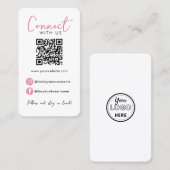Wit Roze Professionele QR Code Verbind met ons Visitekaartje (Voorkant / Achterkant)