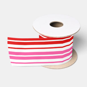 Wit Roze Rood Verticaal Strepen Design   Lint
