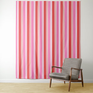 Wit Roze Rood Verticaal Strepen Design Wandkleed