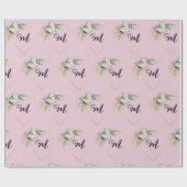  wit roze rozen gouden hart monogram cadeaupapier (Vlak)