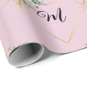  wit roze rozen gouden hart monogram cadeaupapier (Rol Hoek)