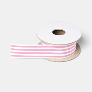 Wit & Roze Strepen Geometrisch Patroon Lint