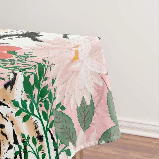  wit roze tijger - Floral schilderen Tafelkleed (Voorbeeld)