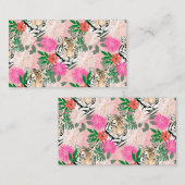 wit roze tijger - Floral schilderen Visitekaartje (Voorkant / Achterkant)