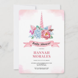 Wit Roze Waterverf Baby shower Invitation Kaart