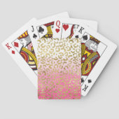 Wit Roze Waterverf Gouden Glam Luipaard Print Pokerkaarten (Achterkant)