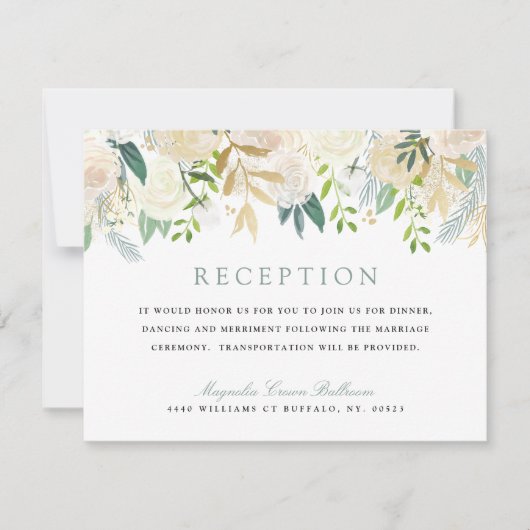 Wit Rozen Boeket | Ontvangst Uitnodiging (Voorkant)